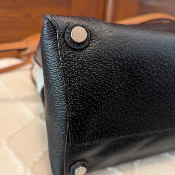 Coach Burough White & Navy Blue Color-Block Leather Rolled Handles Satchel Bag - Picture 8 of 16